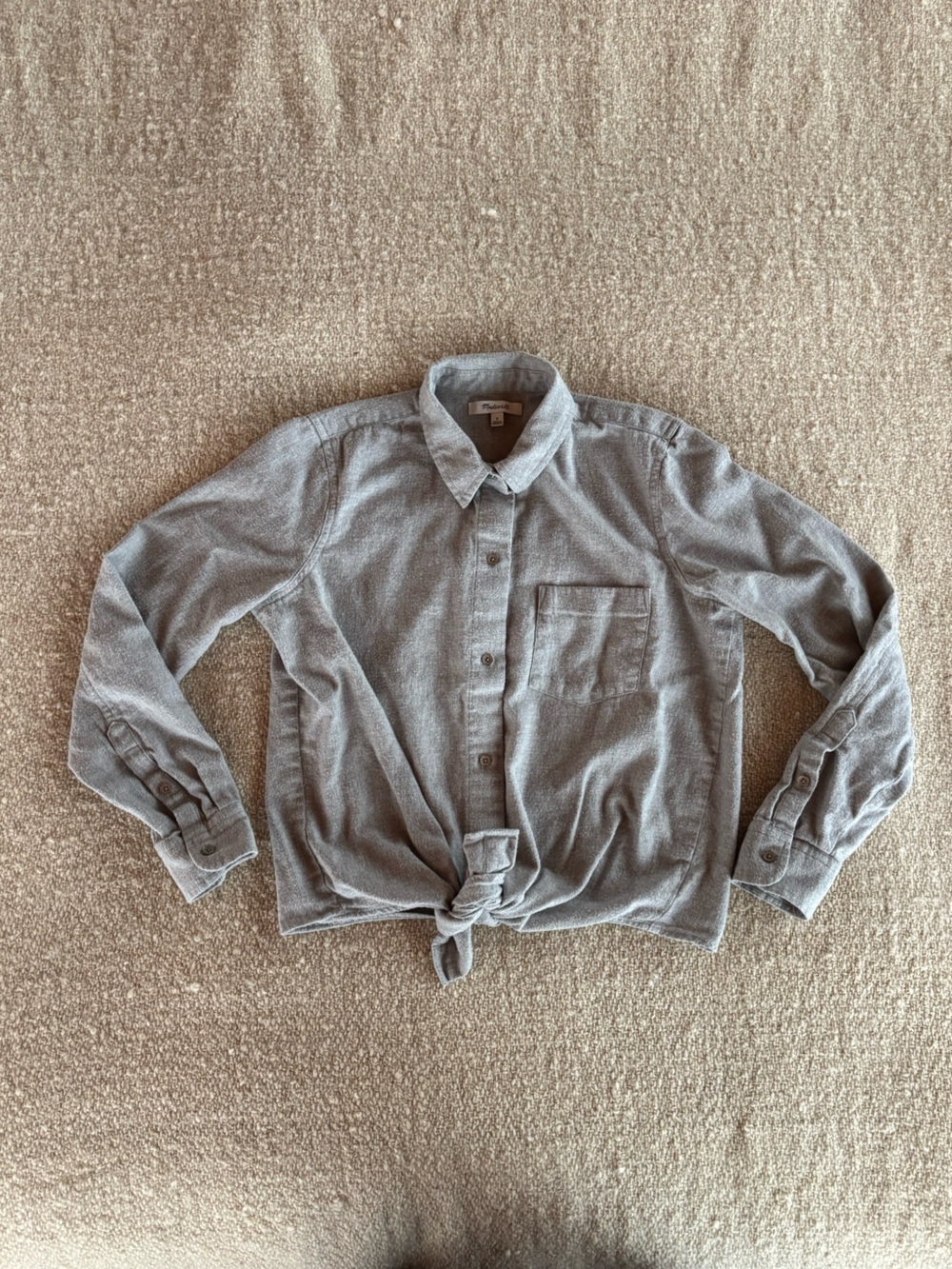 Madewell Cotton Flannel Tie-Front Button Down